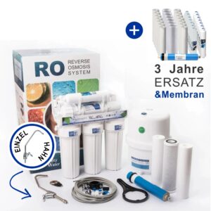 Umkehrosmoseanlage 6 Stufen RO6 Wasserfilter Mit Einzel Hahn und 3 Jahre +Membran Ersatz