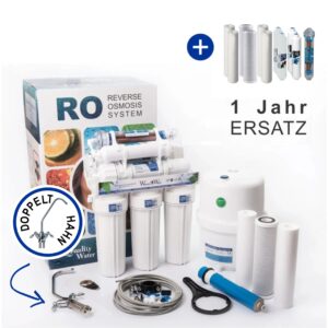 Umkehrosmoseanlage 7 Stufen RO7-BIO Wasserfilter Mit Doppelt Hahn und 1 Jahr Ersatz