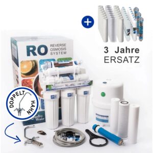 Umkehrosmoseanlage 7 Stufen RO7-BIO Wasserfilter Mit Doppelt Hahn und 3 Jahre Ersatz